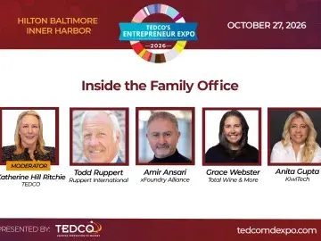 Conference slide: “Inside the Family Office,” with five speaker headshots and names