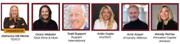 Graphic of six speaker headshots with names and titles beneath each
